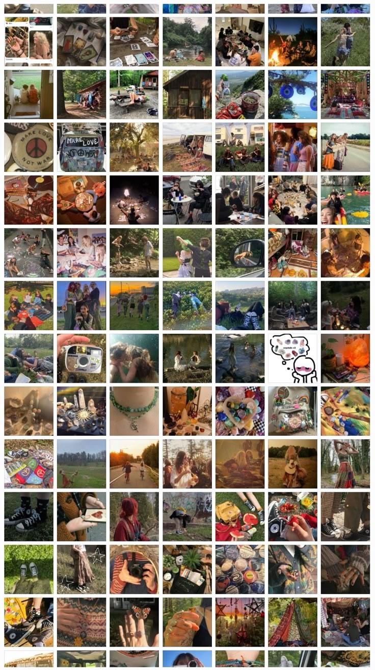 Boho Hippie Aesthetic Collage Wall Poster 70 pcs+ – “Peace, Nature & Vibes”
